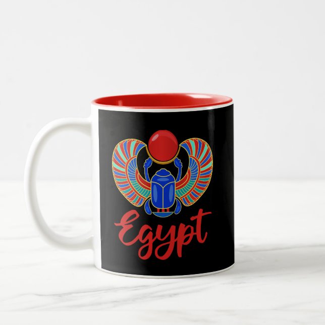 Ägyptischer Skarabäus mit dem Wort Ägypten Zweifarbige Tasse (Links)