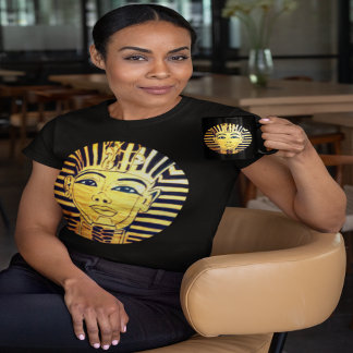 Ägyptischer Stil Schwarz und Gold Pharao T-Shirt