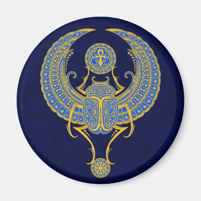 Ägyptischer Winged Scarab, blau Magnet (Vorne)