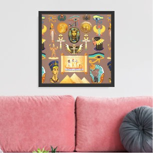 Ägyptisches altes Hieroglyphenmuster-Symbol Leinwanddruck