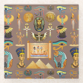 Ägyptisches altes Hieroglyphisches Muster Glasuntersetzer