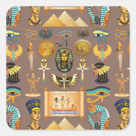 Ägyptisches altes Hieroglyphisches Muster Quadratischer Aufkleber