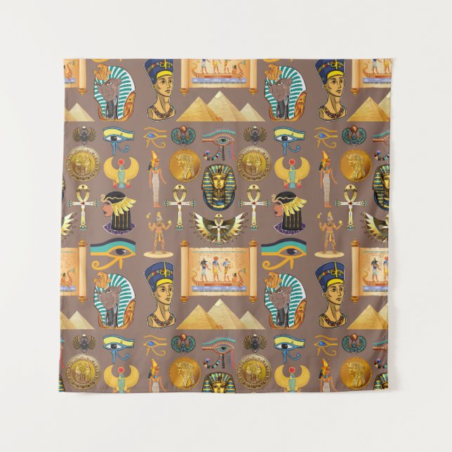 Ägyptisches altes Hieroglyphisches Muster Wandteppich (Vorderseite)