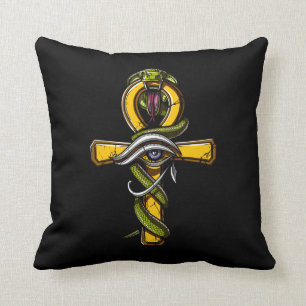 Ägyptisches Ankh-Auge des Horus-alten Schlangensym Kissen