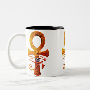 Ägyptisches Ankh Auge des Horus Altes Symbol Schüt Zweifarbige Tasse