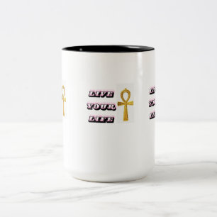 Ägyptisches Ankh-Lebenszitat - Goldener Schlüssel Zweifarbige Tasse