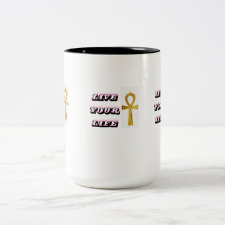 Ägyptisches Ankh-Lebenszitat - Goldener Schlüssel Zweifarbige Tasse