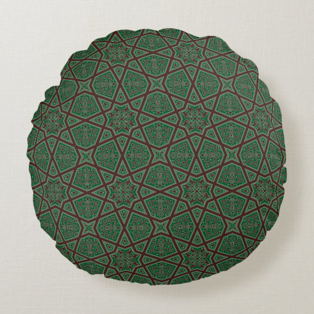 Ägyptisches arabisches geometrisches Muster im Rundes Kissen (Vorderseite)