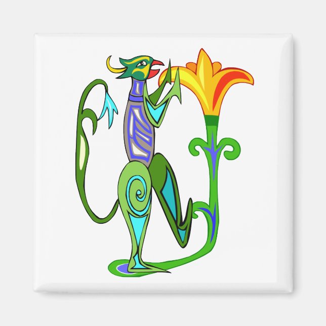 Ägyptisches Art Deco mit Lotus Blume Magnet (Vorne)