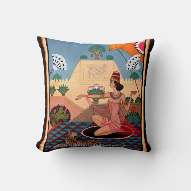 Ägyptisches Art-Deco-Wurfkissen Kissen (Vorderseite)