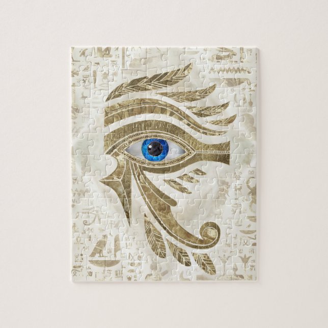 Ägyptisches Auge des Horus - Gold und Perle (Vertikal)