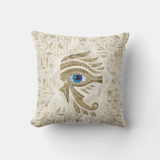 Ägyptisches Auge des Horus - Gold und Perle Kissen (Vorderseite)