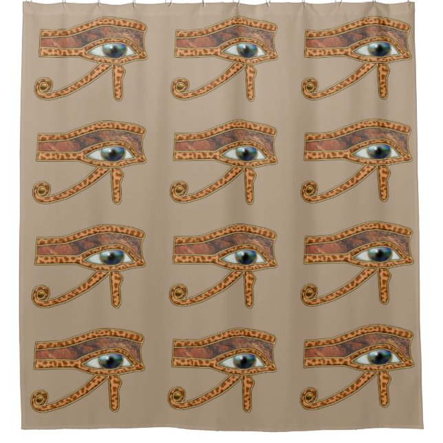 Ägyptisches Auge des Horus in Browns Duschvorhang (Vorderseite)