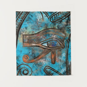 Ägyptisches Auge des Horus - Wadjet - gemischte Me Wandteppich