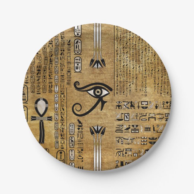 Ägyptisches Auge des Horus - Wadjet-Ornament Pappteller (Vorderseite)