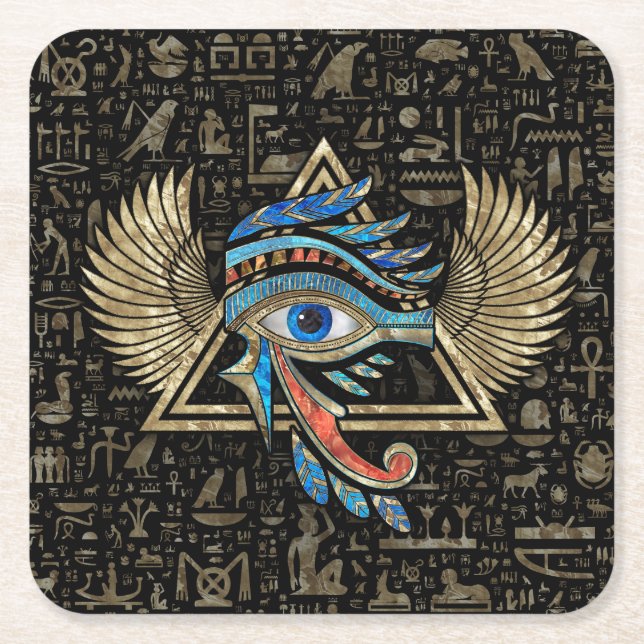 Ägyptisches Auge des Horus - Wadjet-Ornament Rechteckiger Pappuntersetzer (Vorderseite)