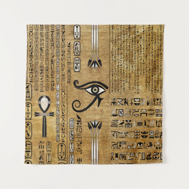 Ägyptisches Auge des Horus - Wadjet-Ornament Wandteppich (Vorderseite)
