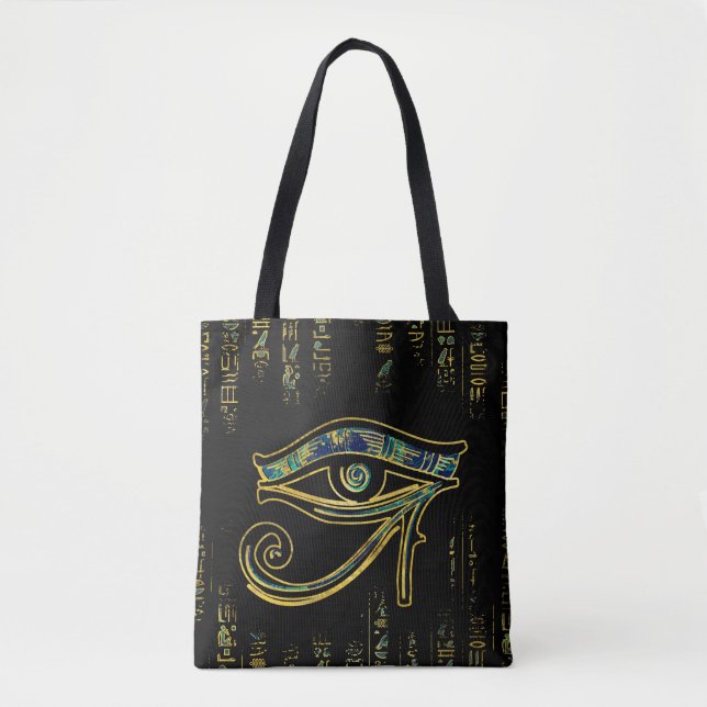 Ägyptisches Auge von Horus auf Hieroglyphen und Tasche (Vorderseite)