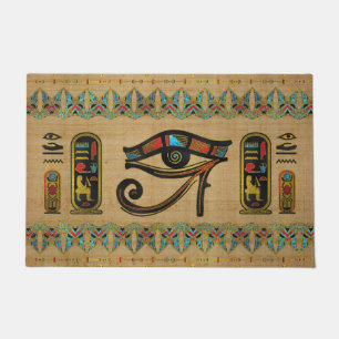 Ägyptisches Auge von Horus Verzierung auf Papyrus Fußmatte