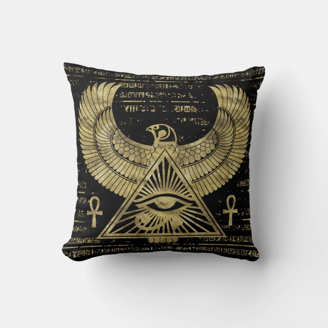 Ägyptisches Auge von Horus - Wadjet Gold und Kissen (Vorderseite)