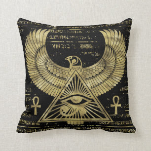 Ägyptisches Auge von Horus - Wadjet Gold und Kissen
