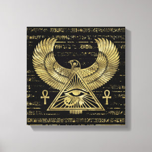 Ägyptisches Auge von Horus - Wadjet Gold und Leinwanddruck