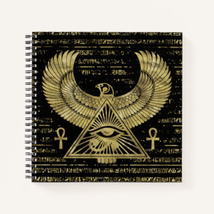 Ägyptisches Auge von Horus - Wadjet Gold und Schw Notizbuch