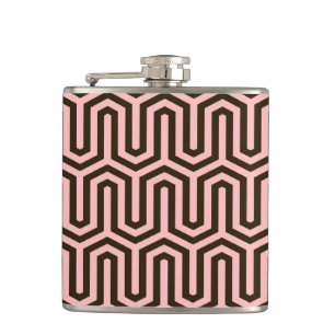Ägyptisches Deco-Motiv - rosa und Schokolade Flachmann