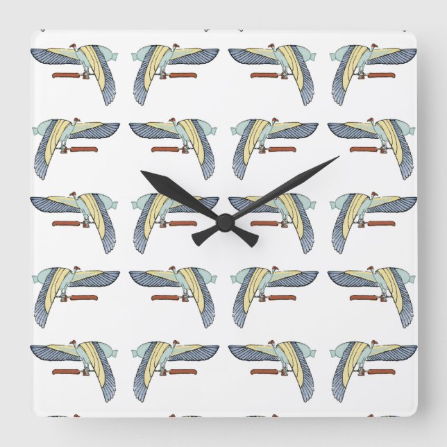 Ägyptisches Design #12 in Emporio Moffa Quadratische Wanduhr (Vorderseite)