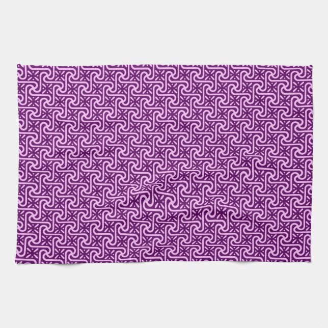Ägyptisches Fliesenmuster, Amethyst und Orchidee Geschirrtuch (Horizontal)