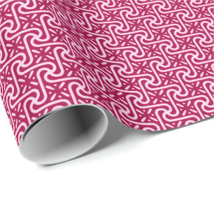 Ägyptisches Fliesenmuster, bordeauxrot und rosa Geschenkpapier