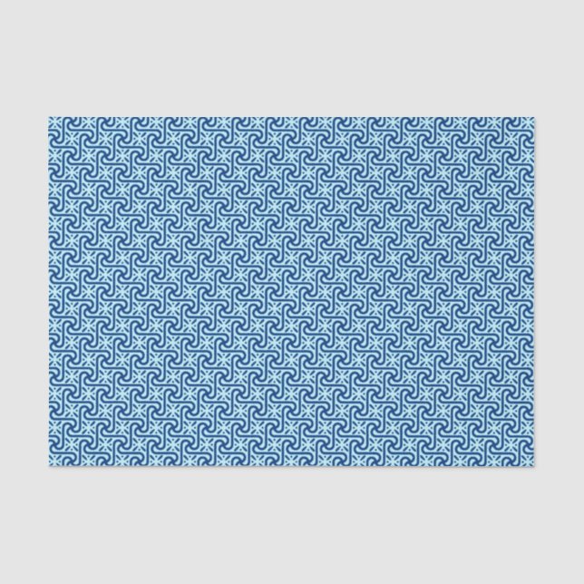Ägyptisches Fliesenmuster, Indio und Light Sky Blu Seidenpapier (Vorderseite)