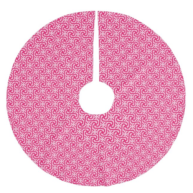 Ägyptisches Fliesenmuster, korallenrosa Polyester Weihnachtsbaumdecke (Vorderseite)
