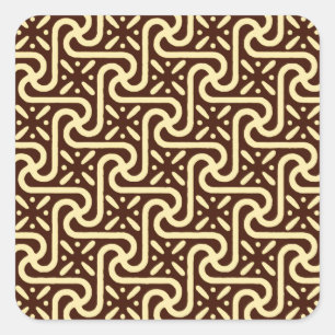 Ägyptisches Fliesenmuster, schokoladenbraun und br Quadratischer Aufkleber