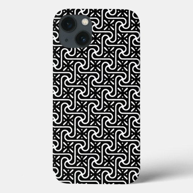 Ägyptisches Fliesenmuster, schwarz-weiß Case-Mate iPhone Hülle (Rückseite)