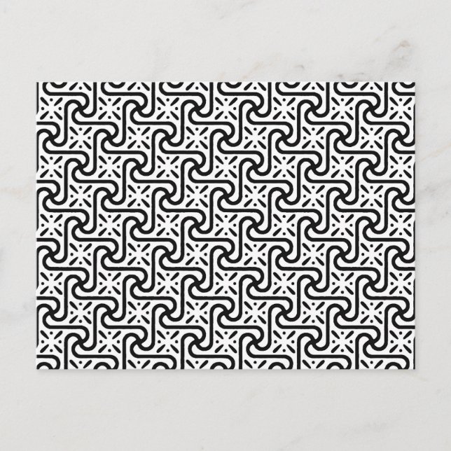 Ägyptisches Fliesenmuster, schwarz-weiß Postkarte (Vorderseite)