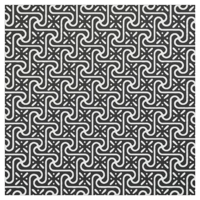 Ägyptisches Fliesenmuster, schwarz-weiß Stoff (Muster)