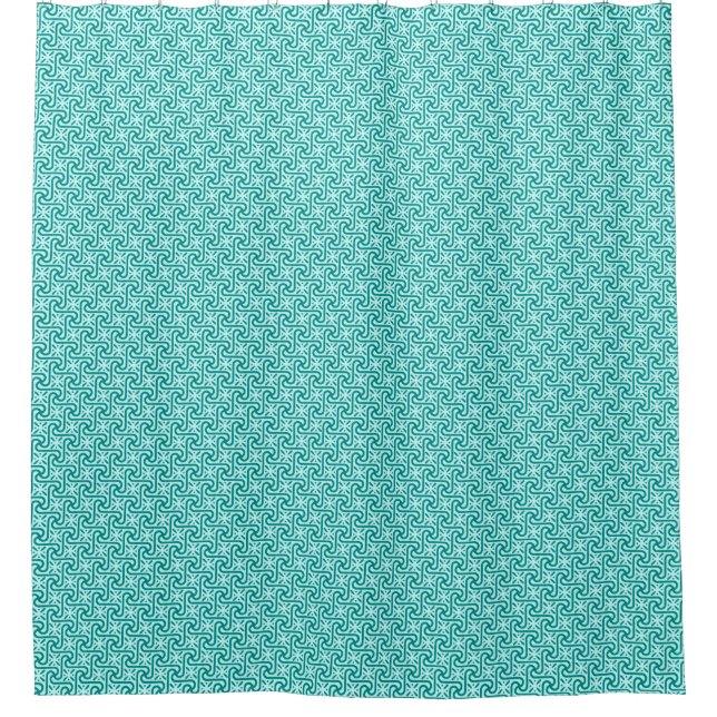 Ägyptisches Fliesenmuster, Türkis und Aqua Duschvorhang (Vorderseite)