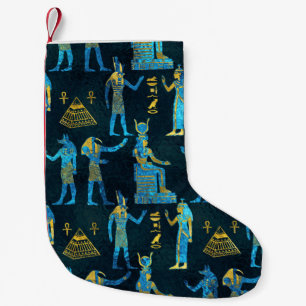 Ägyptisches Gold und blaues Glasmuster Kleiner Weihnachtsstrumpf