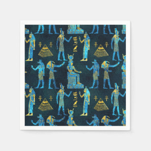 Ägyptisches Gold und blaues Glasmuster Serviette