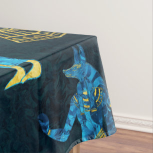 Ägyptisches Gold und blaues Glasmuster Tischdecke