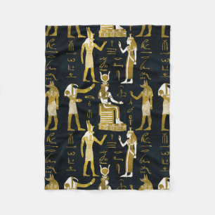 Ägyptisches Gottgold und -WEISS auf dunklem Glas Fleecedecke