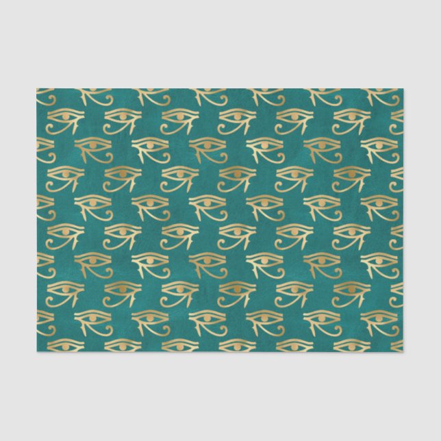 Ägyptisches grünes und goldenes Auge des Ra-Tissue Seidenpapier (Vorderseite)