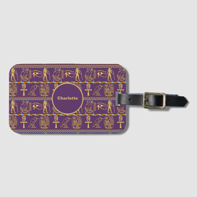 Ägyptisches Hieroglyphen-Muster Personalisiert Gepäckanhänger (Vorderseite (Horizontal))