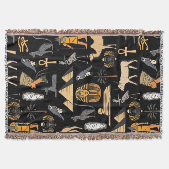 Ägyptisches Hieroglyphen-Symbol-Muster Hintergrund Decke (Vorderseite)