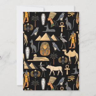 Ägyptisches Hieroglyphensymbol-Muster Hintergrund Einladung