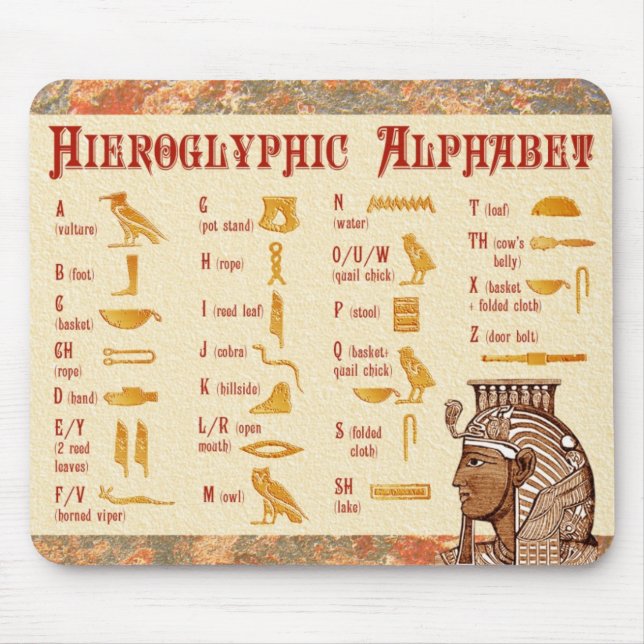 Ägyptisches hieroglyphisches Alphabet-Diagramm Mousepad (Vorne)