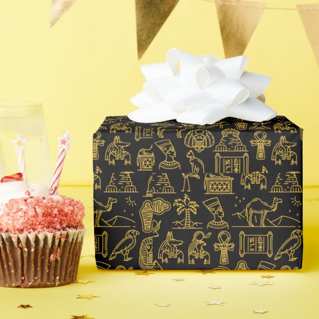Ägyptisches Hieroglyphisches Symbol-Muster Geschenkpapier (Geburtstagsparty)