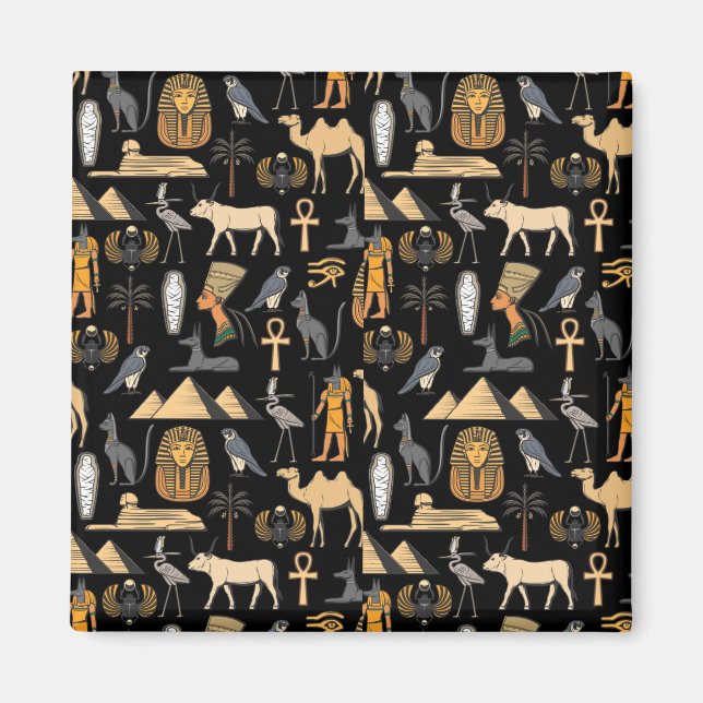 Ägyptisches Hieroglyphisches Symbol Muster Hinterg Magnet (Vorne)