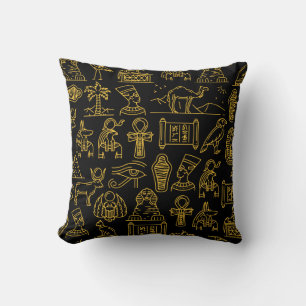 Ägyptisches Hieroglyphisches Symbol-Muster Kissen